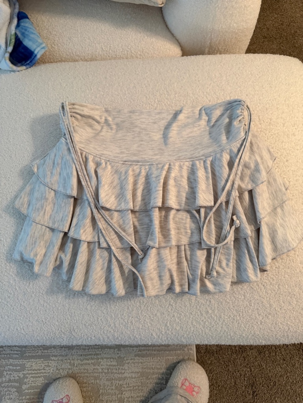 Source Unknown Light Heather Gray Tiered Ruffle Mini Skirt